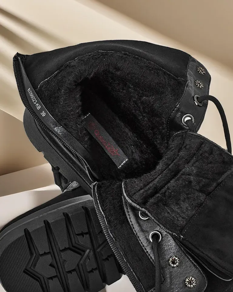 New Damskie botki workery Ferrinole Workery|Botki Z Delikatnym Ociepleniem