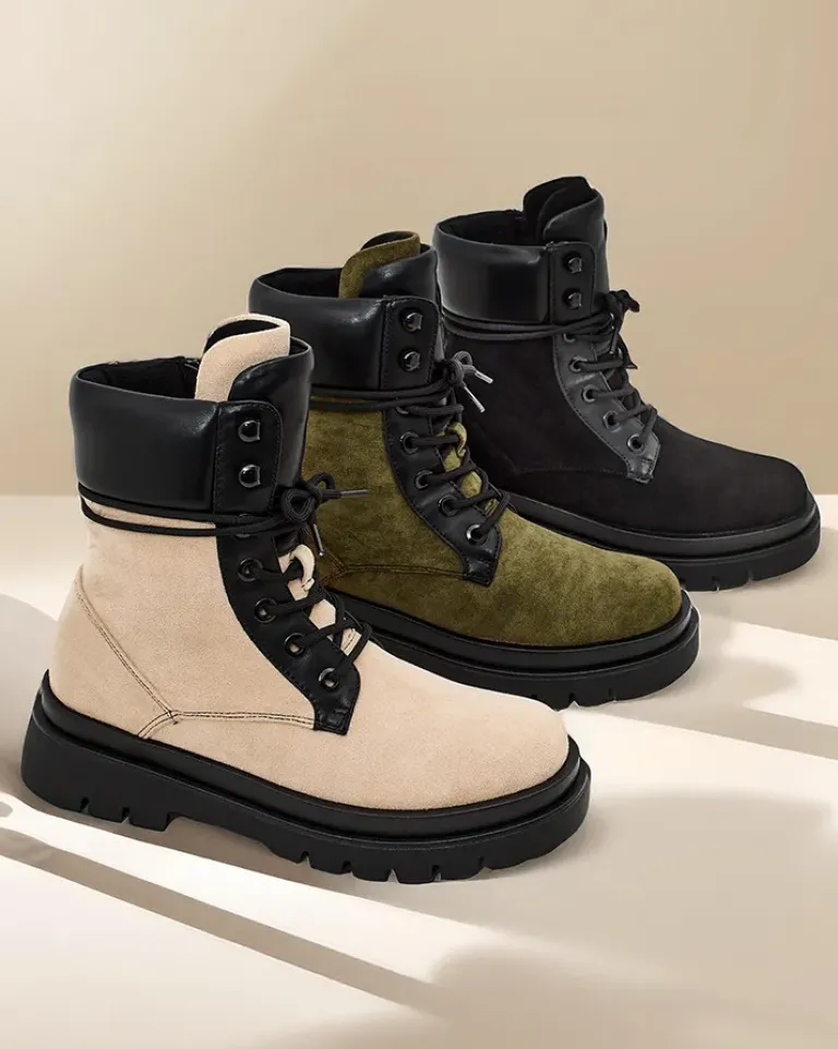 New Damskie botki workery Ferrinole Workery|Botki Z Delikatnym Ociepleniem