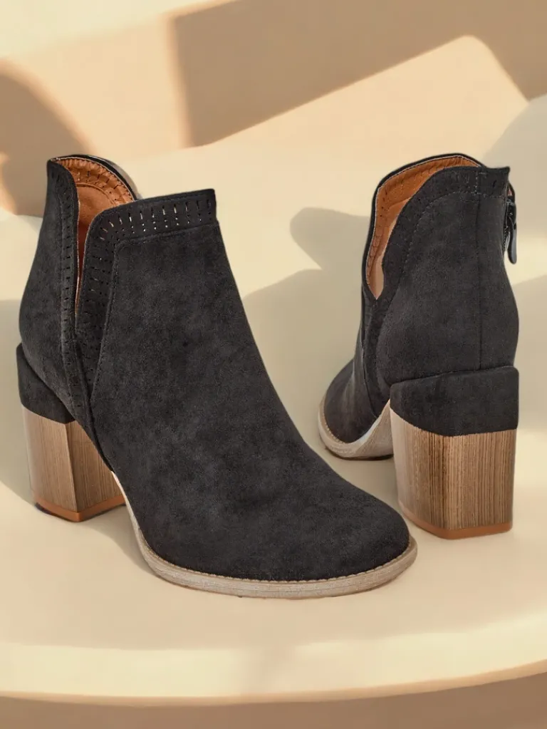 Outlet Damskie botki na słupku Vettot Botki Bez Ocieplenia|Botki Na Słupku