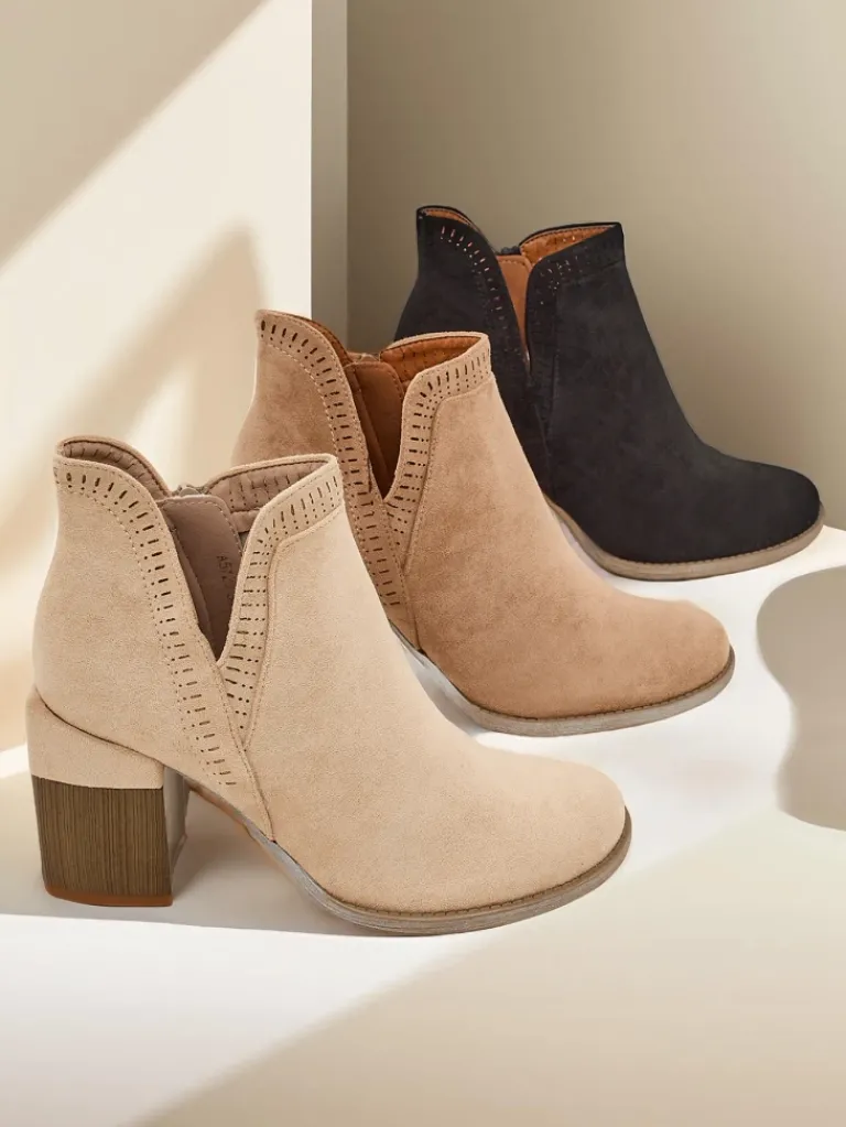 Outlet Damskie botki na słupku Vettot Botki Bez Ocieplenia|Botki Na Słupku