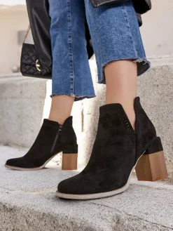 Outlet Damskie botki na słupku Vettot Botki Bez Ocieplenia|Botki Na Słupku