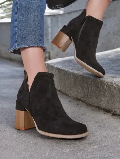 Outlet Damskie botki na słupku Vettot Botki Bez Ocieplenia|Botki Na Słupku