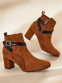 Discount Damskie botki na słupku Eloron Botki Z Delikatnym Ociepleniem|Botki Na Słupku