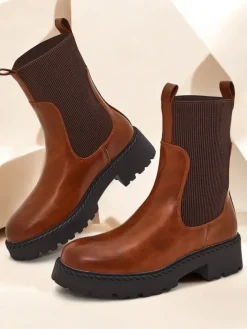 Best Damskie botki Masolina Botki Z Delikatnym Ociepleniem|Botki Na Platformie