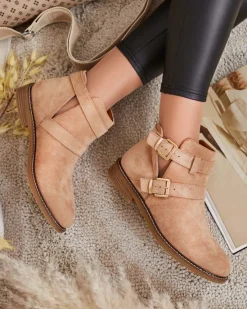 Outlet Damskie botki z wycięciami Geronsa Botki Bez Ocieplenia|Botki Na Płaskim Obcasie