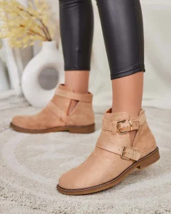 Outlet Damskie botki z wycięciami Geronsa Botki Bez Ocieplenia|Botki Na Płaskim Obcasie