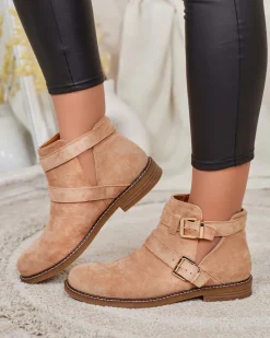 Outlet Damskie botki z wycięciami Geronsa Botki Bez Ocieplenia|Botki Na Płaskim Obcasie