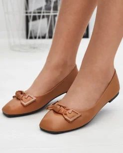 Discount Damskie owe baleriny z ozdobą na nosku Caxien Baleriny Klasyczne