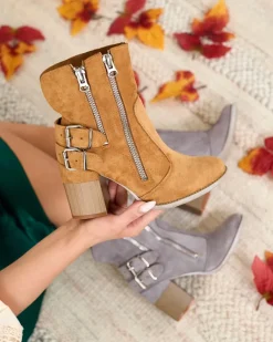 Sale Damskie owe botki ze zdobieniem Feirrgo Botki Bez Ocieplenia|Botki Na Słupku