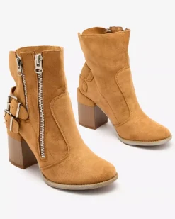 Sale Damskie owe botki ze zdobieniem Feirrgo Botki Bez Ocieplenia|Botki Na Słupku