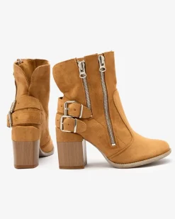 Sale Damskie owe botki ze zdobieniem Feirrgo Botki Bez Ocieplenia|Botki Na Słupku