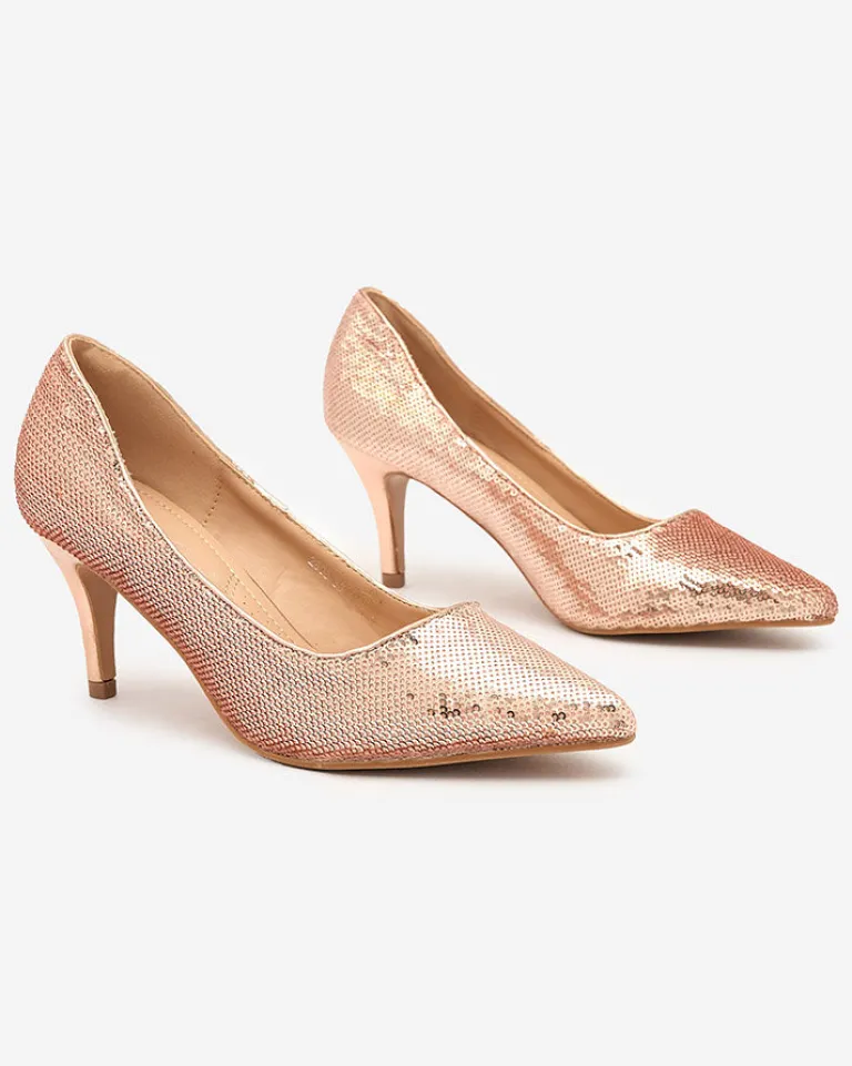 Best Damskie czółenka z cekinami Arretoe Klasyczne