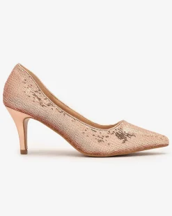 Best Damskie czółenka z cekinami Arretoe Klasyczne