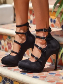 Hot Damskie czółenka na słupku z paseczkami Celose Klasyczne