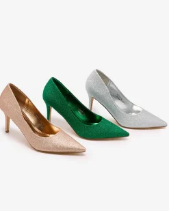 Discount Damskie czółenka na szpilce z brokatem Matomilso Klasyczne