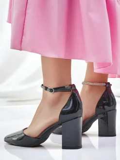 Hot Damskie czółenka lakierowane z paseczkiem z cyrkonii Furoni Klasyczne