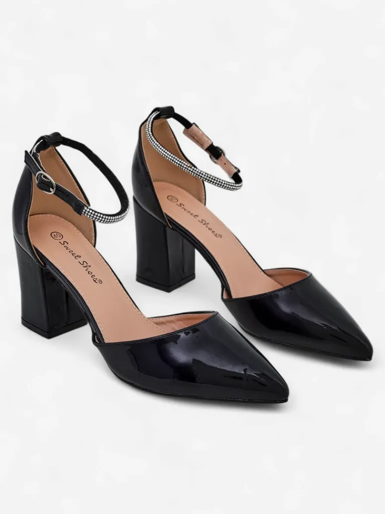 Hot Damskie czółenka lakierowane z paseczkiem z cyrkonii Furoni Klasyczne