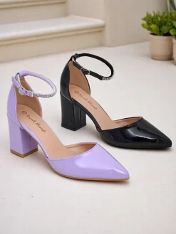 Hot Damskie czółenka lakierowane z paseczkiem z cyrkonii Furoni Klasyczne