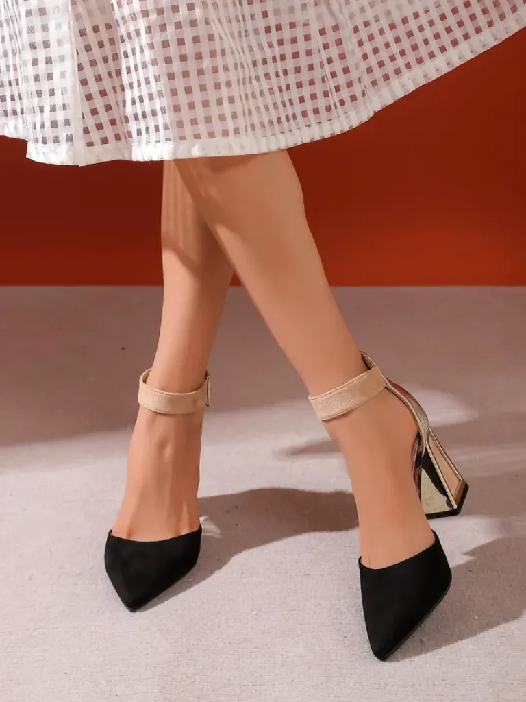 Discount Damskie czółenka z ozdobnym obcasem Sammid Klasyczne