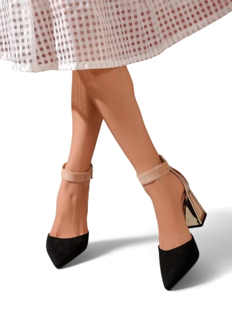 Discount Damskie czółenka z ozdobnym obcasem Sammid Klasyczne