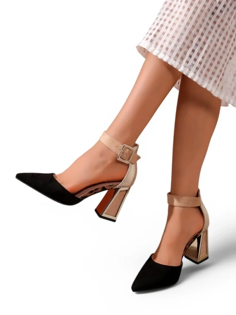 Discount Damskie czółenka z ozdobnym obcasem Sammid Klasyczne