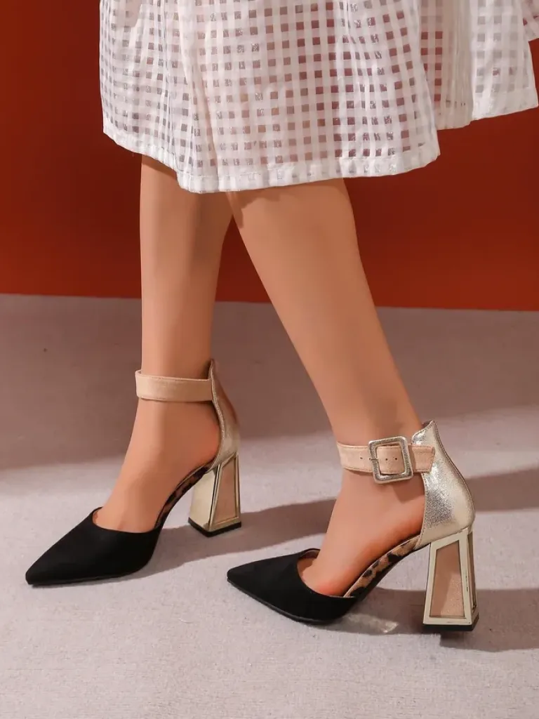 Discount Damskie czółenka z ozdobnym obcasem Sammid Klasyczne