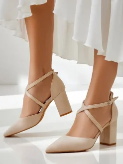 Best Damskie czółenka eko zamszowe z paseczkami Kanastru Klasyczne