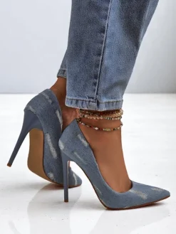 Best Damskie czółenka na szpilce Denim Chic Szpilki|Klasyczne