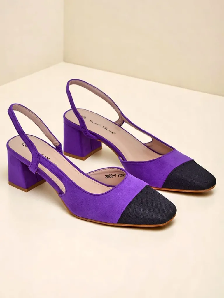 New Damskie czółenka na niskim obcasie z ozdobnym noskiem Eleganzo Klasyczne