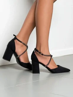 Hot Damskie czółenka eko zamszowe z paseczkami Eurole Klasyczne