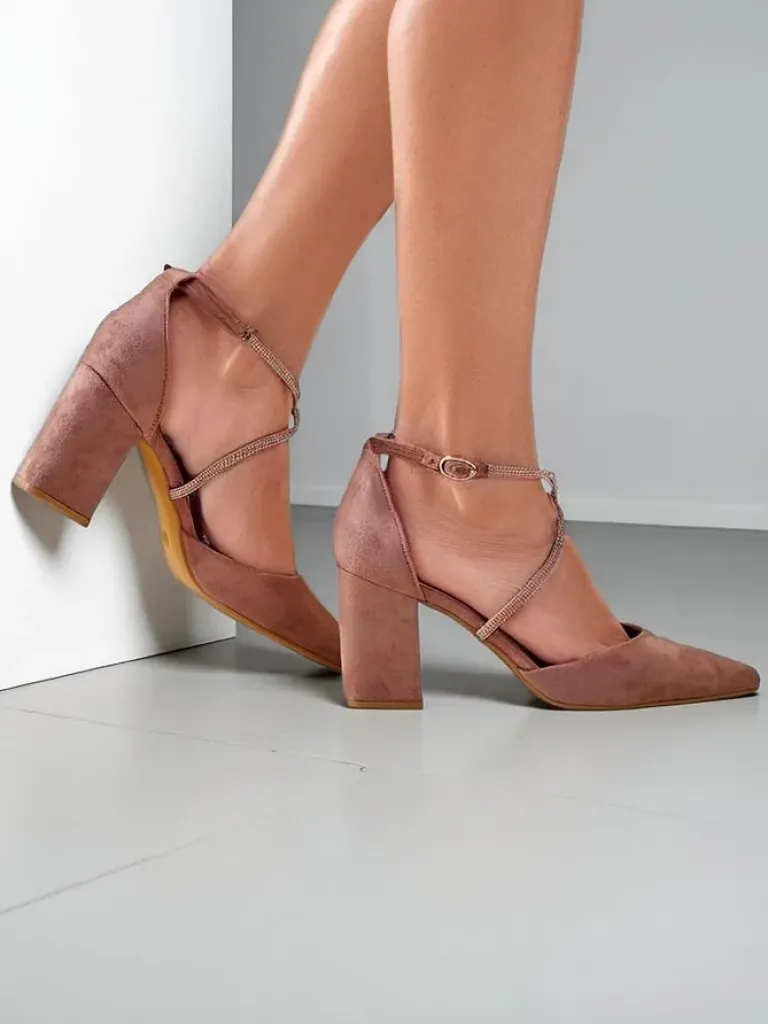 Damskie czółenka eko zamszowe z paseczkami Eurole Klasyczne