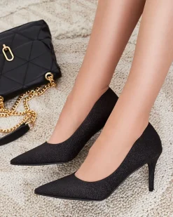 Damskie czółenka na szpilce z brokatem Matomilso Klasyczne