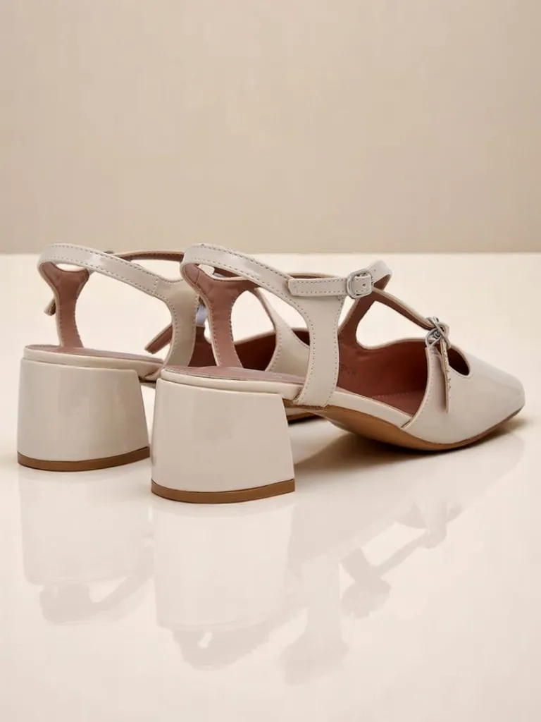 Sale Damskie czółenka na niskim obcasie z ozdobnymi paseczkami Lollita Klasyczne