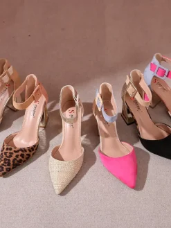 Sale Damskie czółenka z ozdobnym obcasem Sammid Klasyczne