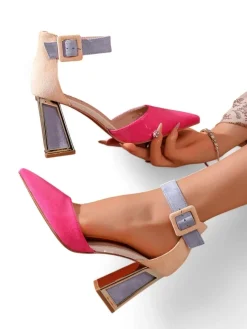 Sale Damskie czółenka z ozdobnym obcasem Sammid Klasyczne