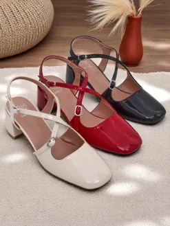 Best Damskie czółenka na niskim obcasie z ozdobnymi paseczkami Lollita Klasyczne