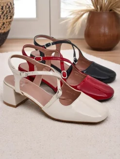 Best Damskie czółenka na niskim obcasie z ozdobnymi paseczkami Lollita Klasyczne