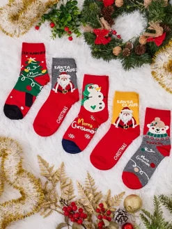 Best Damskie długie świąteczne skarpety 5/pak Skarpetki