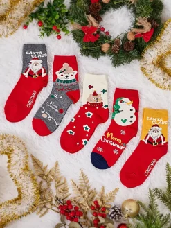 Damskie długie świąteczne skarpety 5/pak Skarpetki