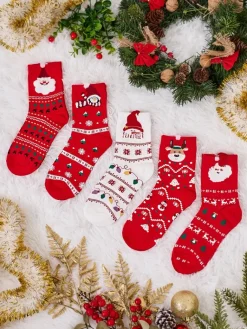 Damskie długie świąteczne skarpety 5/pak Skarpetki