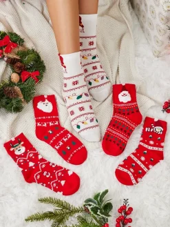 Damskie długie świąteczne skarpety 5/pak Skarpetki