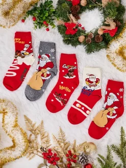 Sale Damskie długie świąteczne skarpety 5/pak Skarpetki