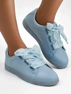 Online Damskie eko skórzane trampki z ozdobnymi sznurówkami Etti Trampki