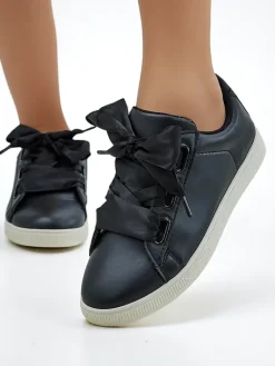 Outlet Damskie eko skórzane trampki z ozdobnymi sznurówkami Etti Trampki