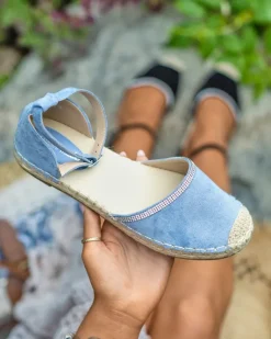Clearance Damskie espadryle z cyrkoniami w kolorze niebieskim Rieta Espadryle Płaskie