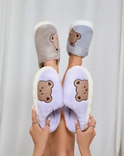 Sale Damskie futrzane kapcie z misiem w kolorze m Fetemes Kapcie