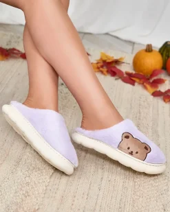 Sale Damskie futrzane kapcie z misiem w kolorze m Fetemes Kapcie