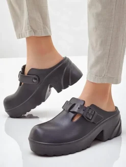 New Damskie gumowe klapki na obcasie Voxones Klapki Na Obcasie