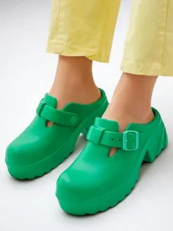 Hot Damskie gumowe klapki na obcasie Voxones Klapki Na Obcasie