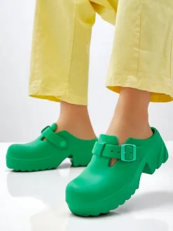 Hot Damskie gumowe klapki na obcasie Voxones Klapki Na Obcasie